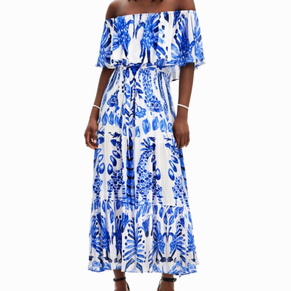 DESIGUAL LONG DRESS WITH RUFFLE BY STELLA JEAN